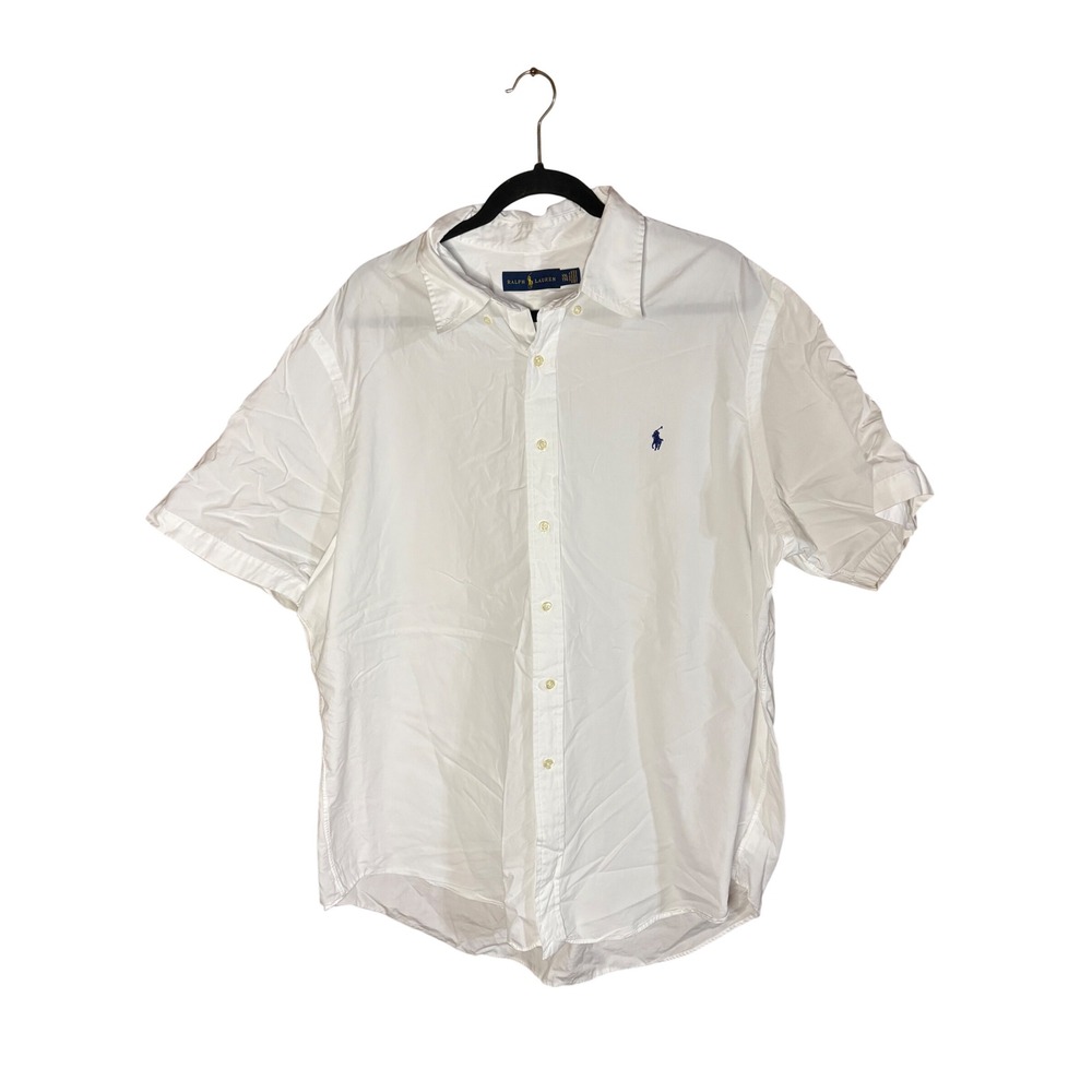 Ralph Lauren Mens XXL White Short Sleeve Button Down Pony Logo Shirt